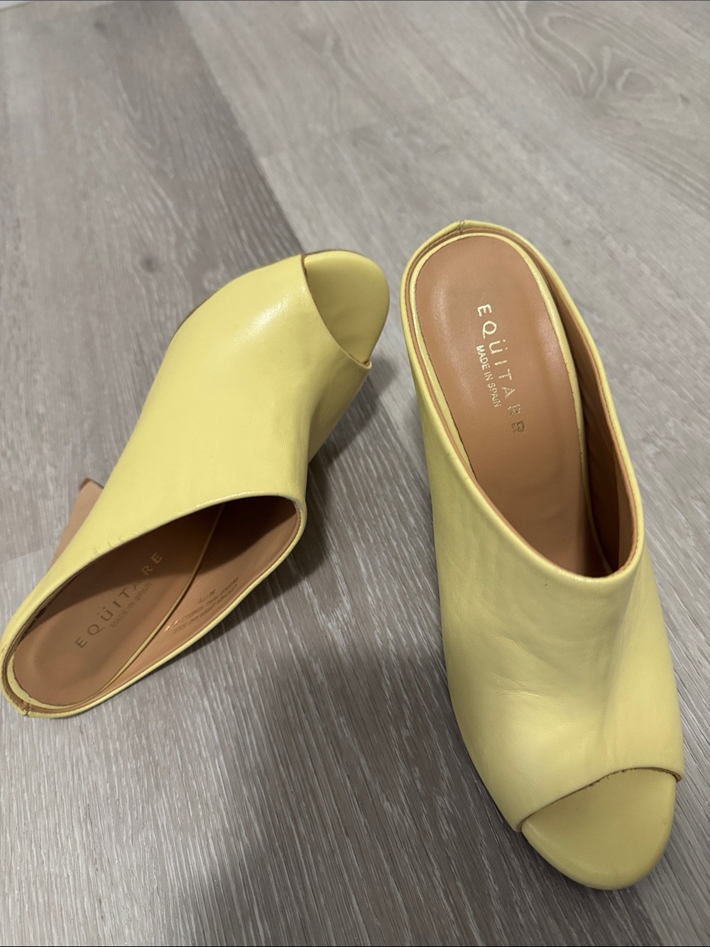 Yellow Leather Peep-Toe Mule - Women's Slide Heels